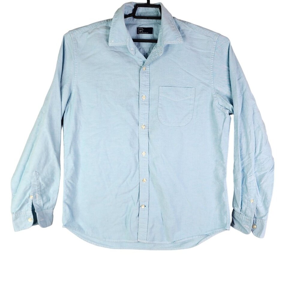 Men's Gap Light Blue Shirt Long Sleeve Button Down 100% Cotton Size L